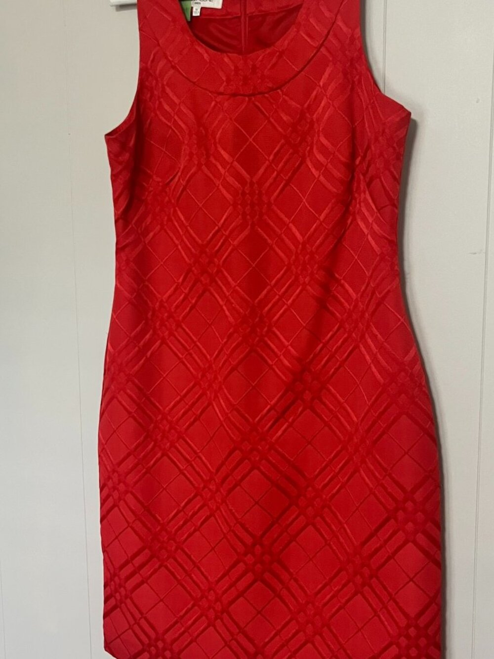 Evan-Picone Red Textured Sleeveless Sheath Dress Size 10